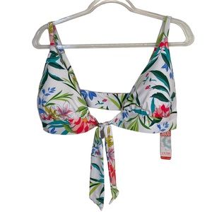 Swim Systems floral print front tie bikini top size 38DD